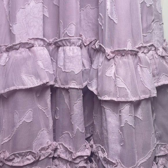 Lulu’s - Lavender Burnout Floral Ruffled Mini Dress - Medium - Picture 5 of 8